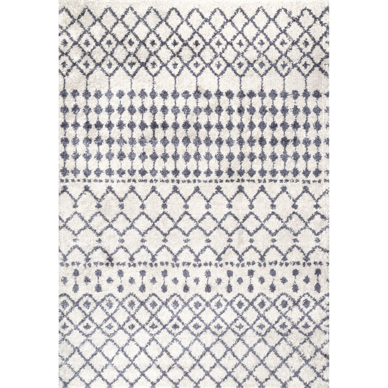 Wrought Studio Rudden Shag Off White/Blue Gray Area Rug & Reviews Wayfair